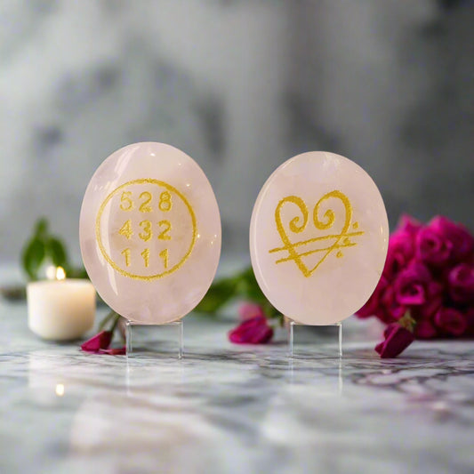 Rose Quartz Stone Switch Word & Love Zibu Symbol Natural Oval Shape Gemstone BY REBUY