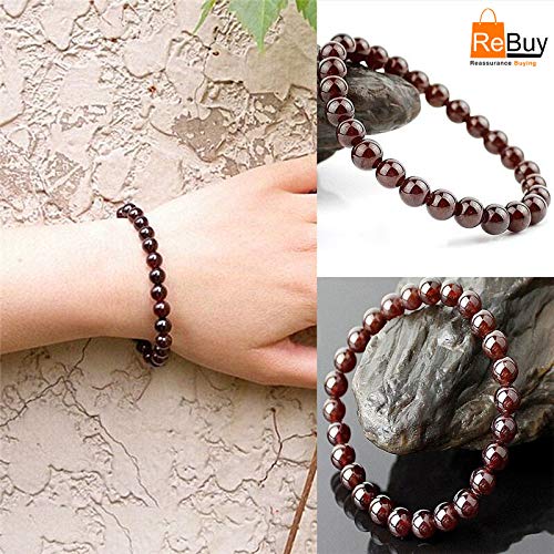 Garnet Stone Bracelet for Men & Women 7MM Natural Healing Gemstone By REBUY
