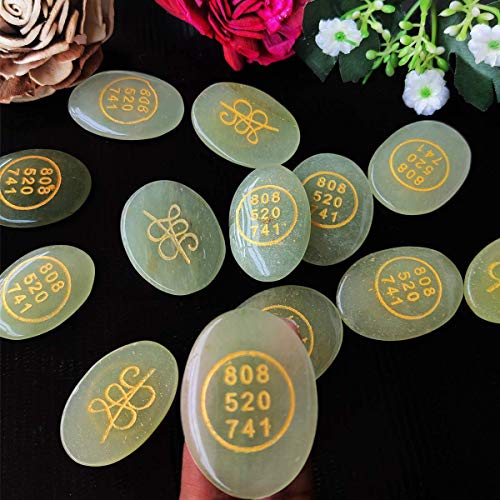 Money Green Aventurine Stone Switch Word Zibu Symbol Gemstone  for Reiki Healing Crystal BY REBUY