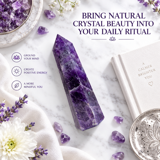 Amethyst Stone Wands Natueral Healing Gemtstone For Positive Energy 50-60mm/2 INCH BY REBUY