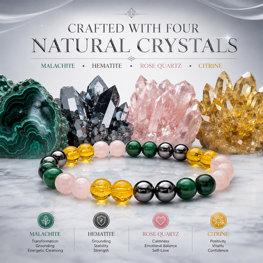 Kidney Stone Wellness Bracelet for Men & Women | Natural Healing Crystal Beads | Meditation, Mindfulness & Positive Energy Bracelet | Stretchable Beaded Crystal Jewelry