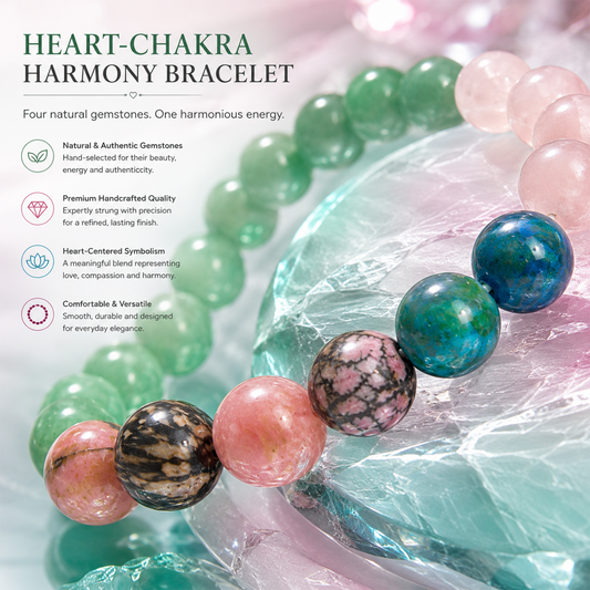 Heart Chakra Bracelet for Love, Emotional Balance & Inner Harmony | Natural Green & Pink Crystal Beads | Anahata Healing & Meditation Bracelet for Women & Men