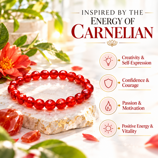 Red Carnelian Diamond Cut stone bracelet for Men and Women Bead size - 8mm Natural Healing Gemstone BY REBUY