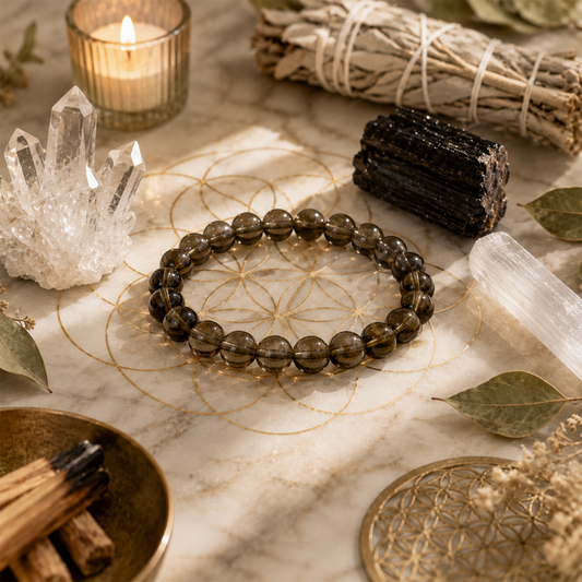 Smoky Quartz Bracelet for Men & Women | 8mm Round Brown Gemstone Beads | Premium Polished Crystal Bracelet | Traditional Grounding & Protection Stone | Elegant Everyday Spiritual Jewellery