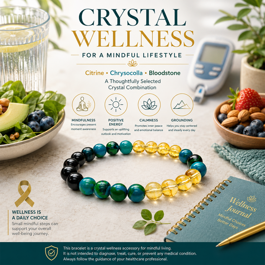 Diabetes Awareness & Wellness Bracelet for Men & Women | Natural Stone Beaded Bracelet | Mindfulness, Positive Energy & Everyday Wear | Stretchable Crystal Bracelet