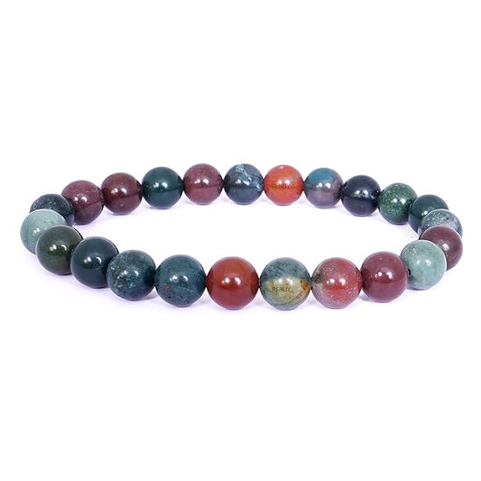 Bloodstone Lab Certificate Gemstone 8mm Bracelet Natural Healing Crystal Beaded Stone for Men & Women BY REBUY