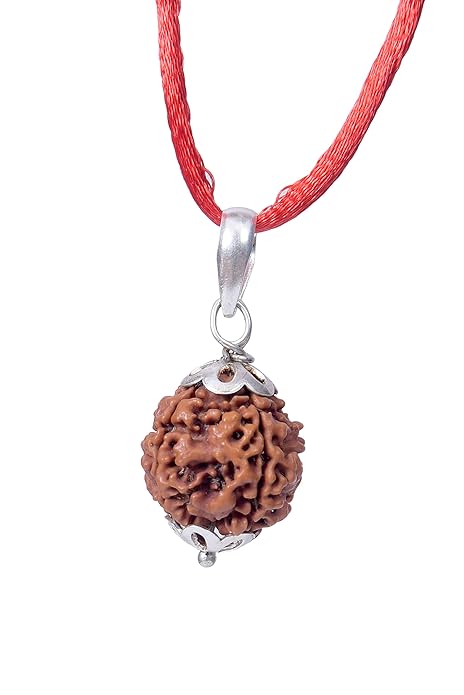 4 Mukhi Rudraksha Pendant Origin Nepal Lab Certified for Men & Women Color Brown By REBUY
