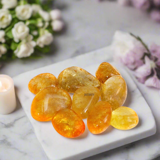 Citrine Tumble Stone For Wealth, Prosperity, Money, Success, Manifestation ,Chakra Balancing,Protection And Meditation - 1 Piece