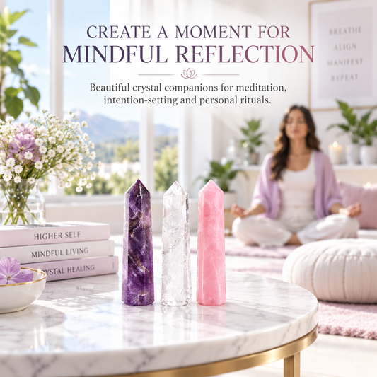Amethyst, Rose Quartz, Clear Quartz Crystals Wand Pencils for Reiki Healing Set of 3 100gm BY REBUY
