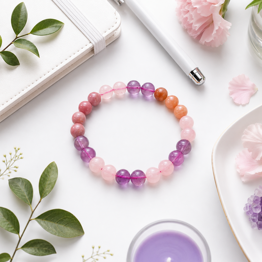 Self Care & Love Crystal Healing Bracelet for Women & Men | Positive Energy, Emotional Balance, Self-Love & Inner Peace | Natural Gemstone Beaded Bracelet for Daily Wear & Meditation