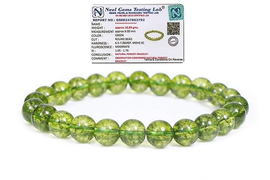 Original & Certified 8mm Peridot Stone Bracelet Natural Healing Gemstone for Men & Women BY REBUY
