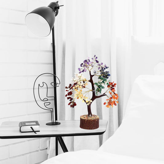 7 Chakra Stone Tree 350 Beads (10–12 Inch) | Natural Gemstone Tree for Meditation, Positive Energy, Chakra Balance | Vastu, Reiki, Feng Shui Room & Office Decor Gift BY REBUY