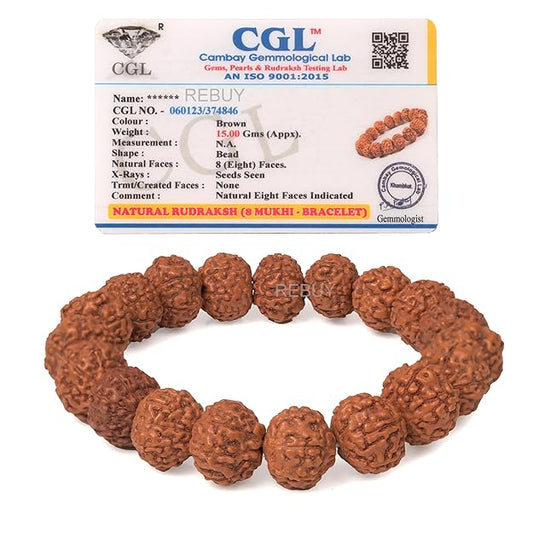 Original & Lab Certified 8 Mukhi Rudraksha Bracelet for Men & Women By REBUY