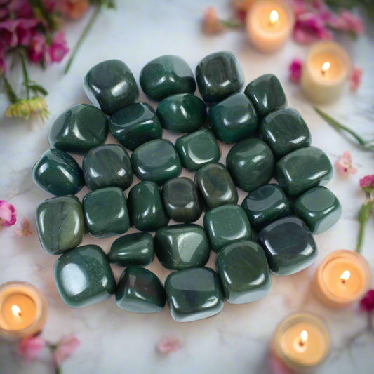 Green Jade Tumbles Crystal Healing Stone Tumble Reiki Healing Crystals Chakra Stones, Weight 100 Grams By REBUY