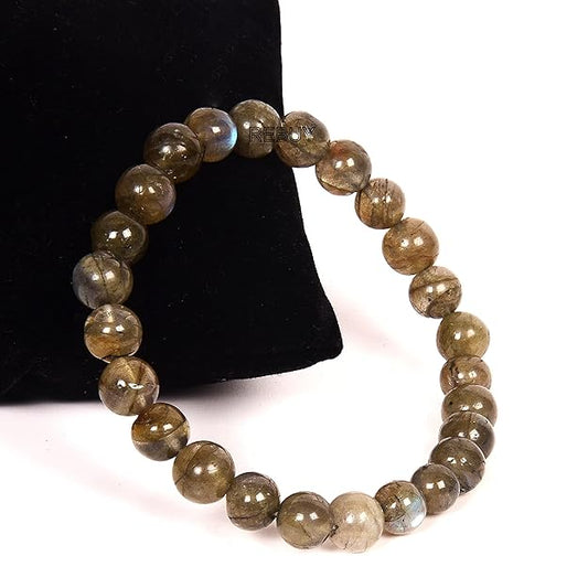 Labradorite Stone Bracelet for Men & Women 8mm Beads Natural Healing Gemstone BY REBUY