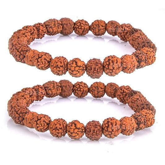 5 Mukhi Rudraksha Bracelet  Lab Certified Bracelet  Bead Size 8mm BY REBUY