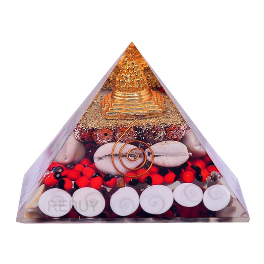 Laxmi Pyramid Vastu for Home, Vastu Diwali Puja Maha Laxmi Yantra Original Certified Gomati Chakra Pyramid Wealth Good Luck, Reiki Attracts Money & Prosperity Shri Yantra | 250g, 8x9inch BY REBUY
